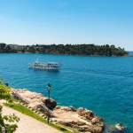 Istrien - Meerblick von Uferpromenade in Rovinj